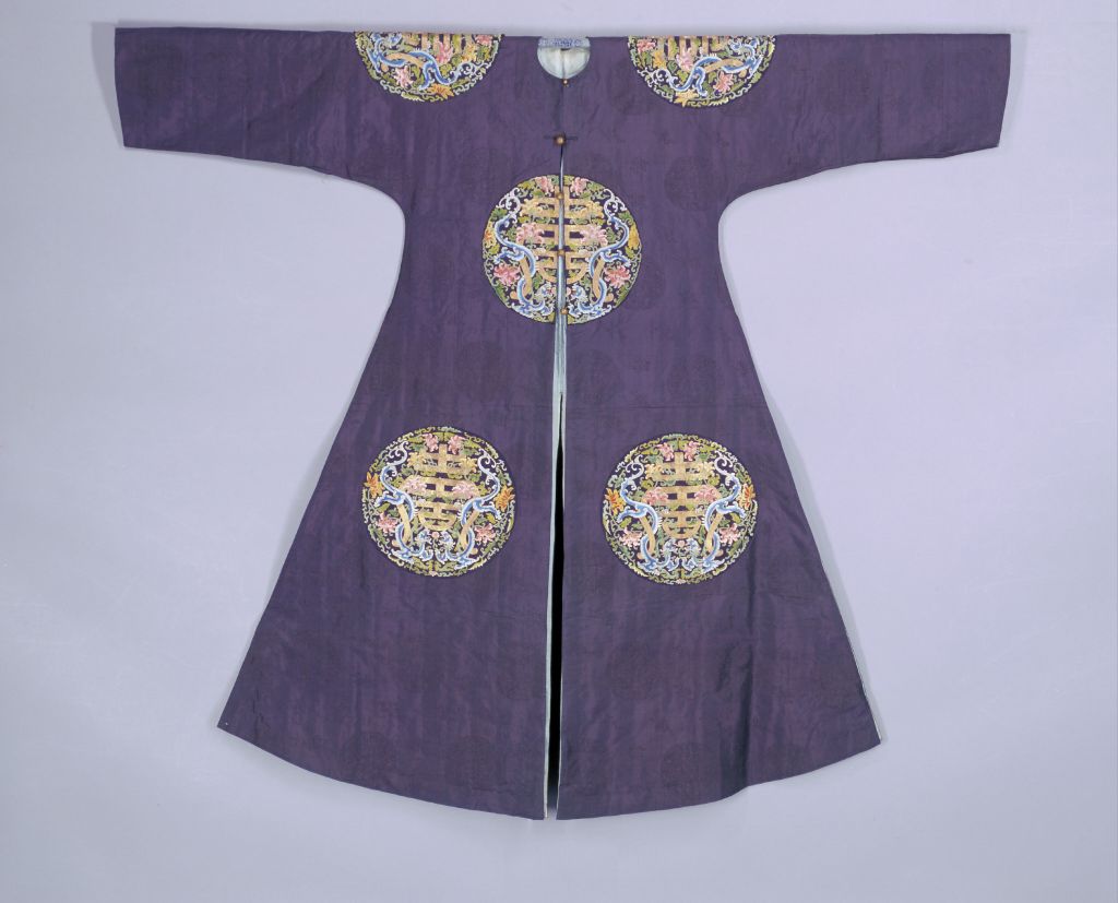 图片[1]-Shi Qing Yarn Embroidery Eight Regiments Kui Long Arch Shou Cotton Coat-China Archive